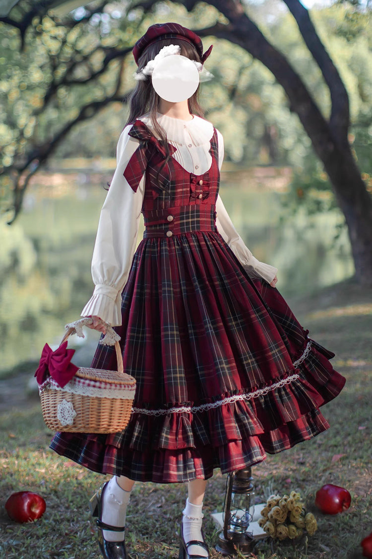 Lolita Dress - Little Red Riding Hood, Red, Plaid, Ruffled, Printed - additional product view 10