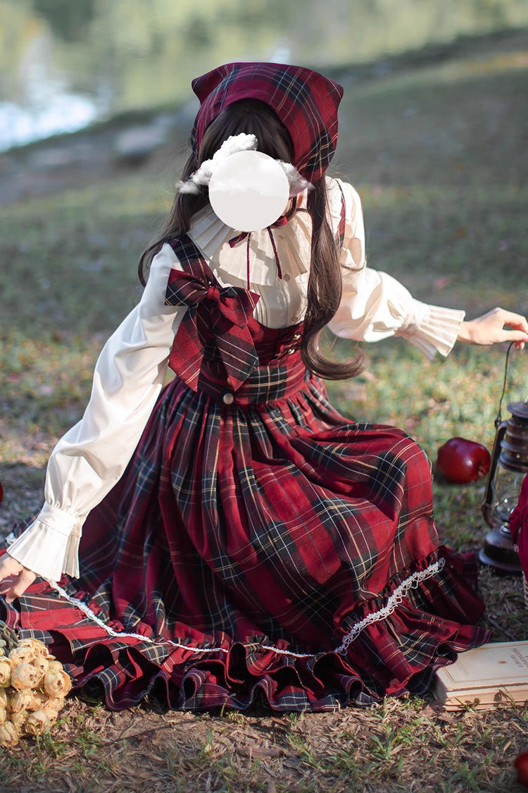 Lolita Dress - Little Red Riding Hood, Red, Plaid, Ruffled, Printed - additional product view 11
