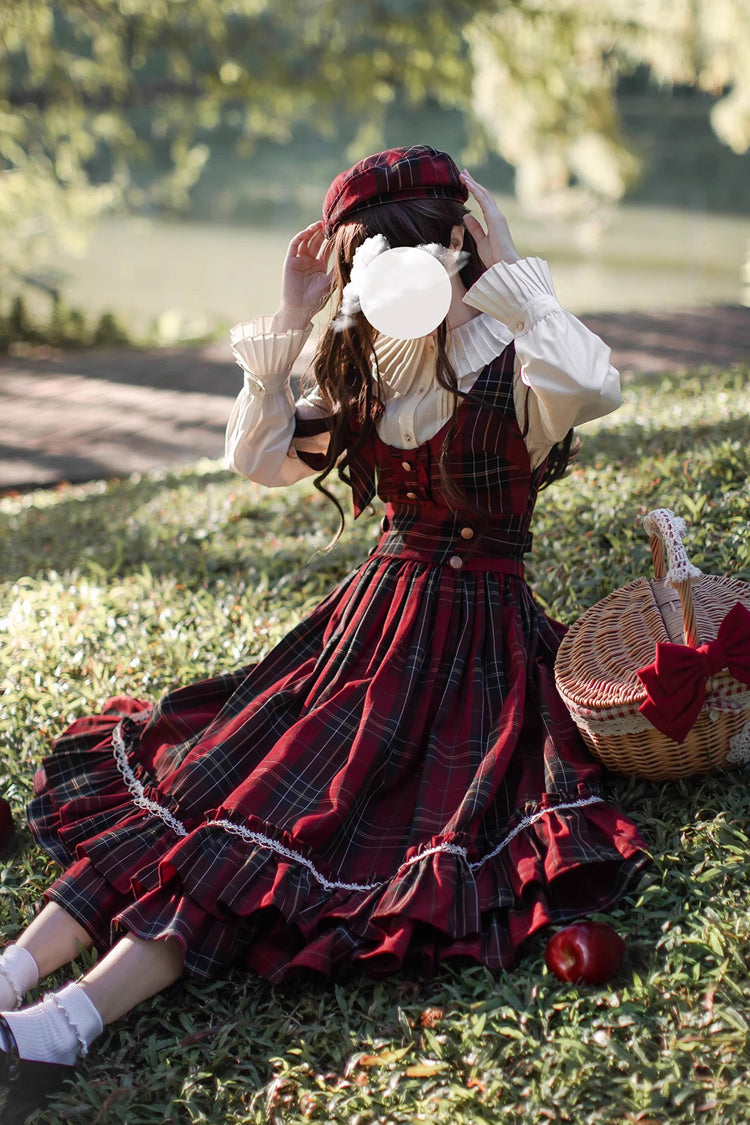 Lolita Dress - Little Red Riding Hood, Red, Plaid, Ruffled, Printed - additional product view 12