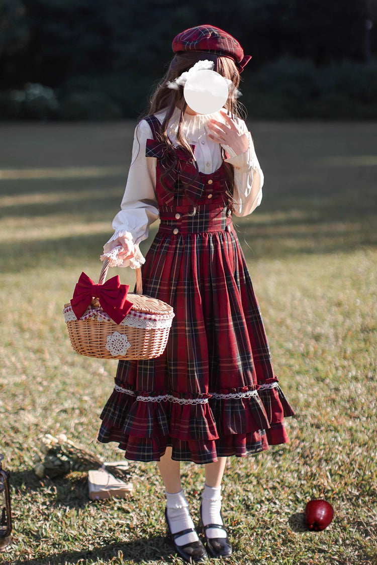 Lolita Dress - Little Red Riding Hood, Red, Plaid, Ruffled, Printed - additional product view 13