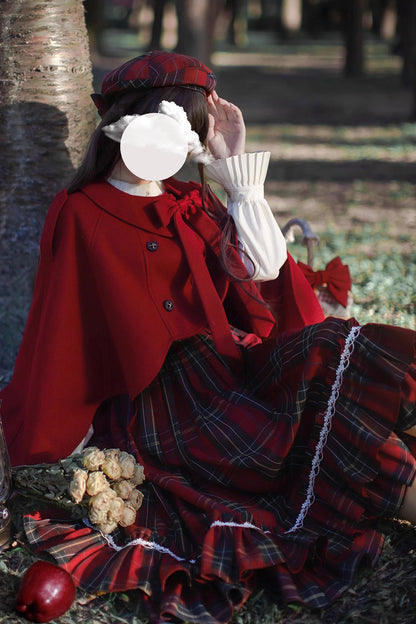 Lolita Dress - Little Red Riding Hood, Red, Plaid, Ruffled, Printed - additional product view 14