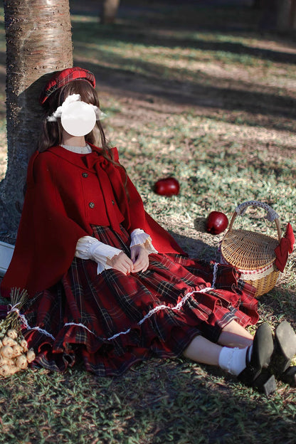 Lolita Dress - Little Red Riding Hood, Red, Plaid, Ruffled, Printed - additional product view 15