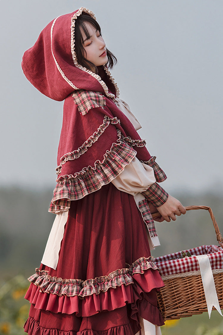 Lolita Dress - Little Red Riding Hood, Red, Ruffled, Long Sleeves, Sweet Style - additional product view 7