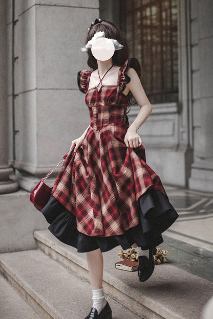 Lolita Dress - Madeline, Red, Ruffled, Printed - Kawaii Statement Dress - additional product view 4