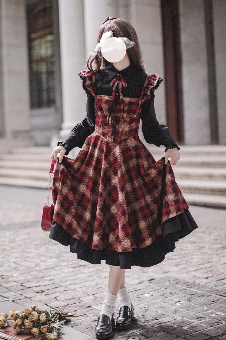Lolita Dress - Madeline, Red, Ruffled, Printed - Kawaii Statement Dress - main product image