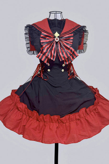 Lolita Dress - Magical Girl, 2 Colors, Ruffled, Gothic Style, Bow Detail - additional product view 6