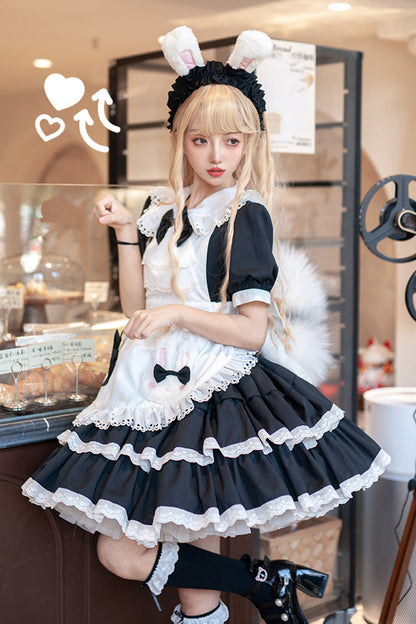 Lolita Dress - Maid Double-layered Ruffle, 2 Colors, Bow Detail, Ruffled, Sweet Style - additional product view 2