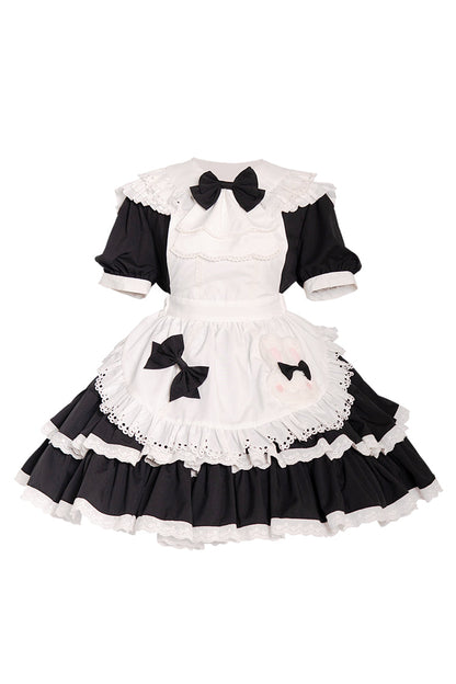 Lolita Dress - Maid Double-layered Ruffle, 2 Colors, Bow Detail, Ruffled, Sweet Style - additional product view 6