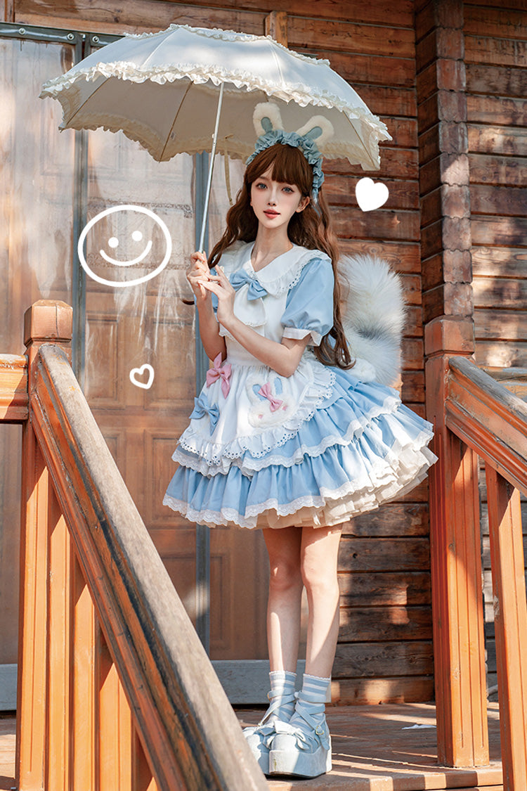 Lolita Dress - Maid Double-layered Ruffle, 2 Colors, Bow Detail, Ruffled, Sweet Style - additional product view 8