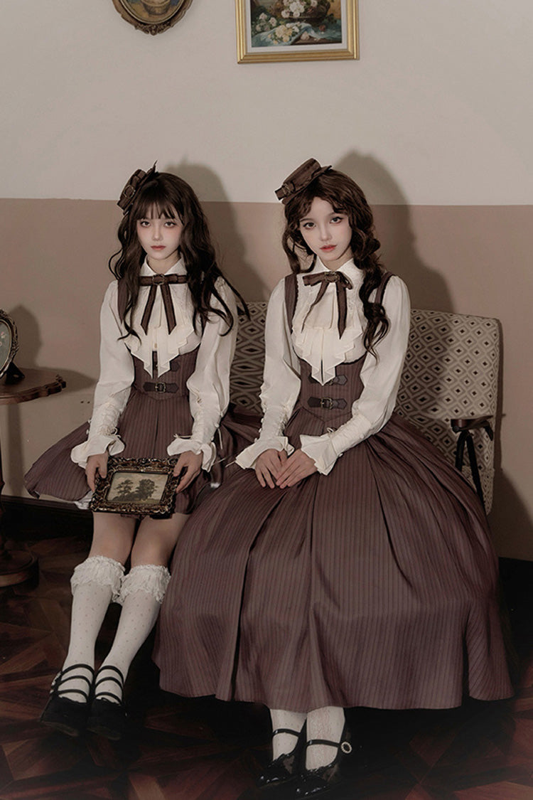 Lolita Dress - Manchester City's Past, Brown, Short Version, Striped, Short Length - additional product view 6