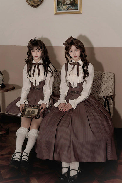 Lolita Dress - Manchester City's Past, Brown, Short Version, Striped, Short Length - additional product view 6