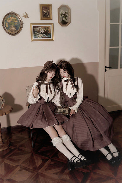 Lolita Dress - Manchester City's Past, Brown, Short Version, Striped, Short Length - additional product view 7