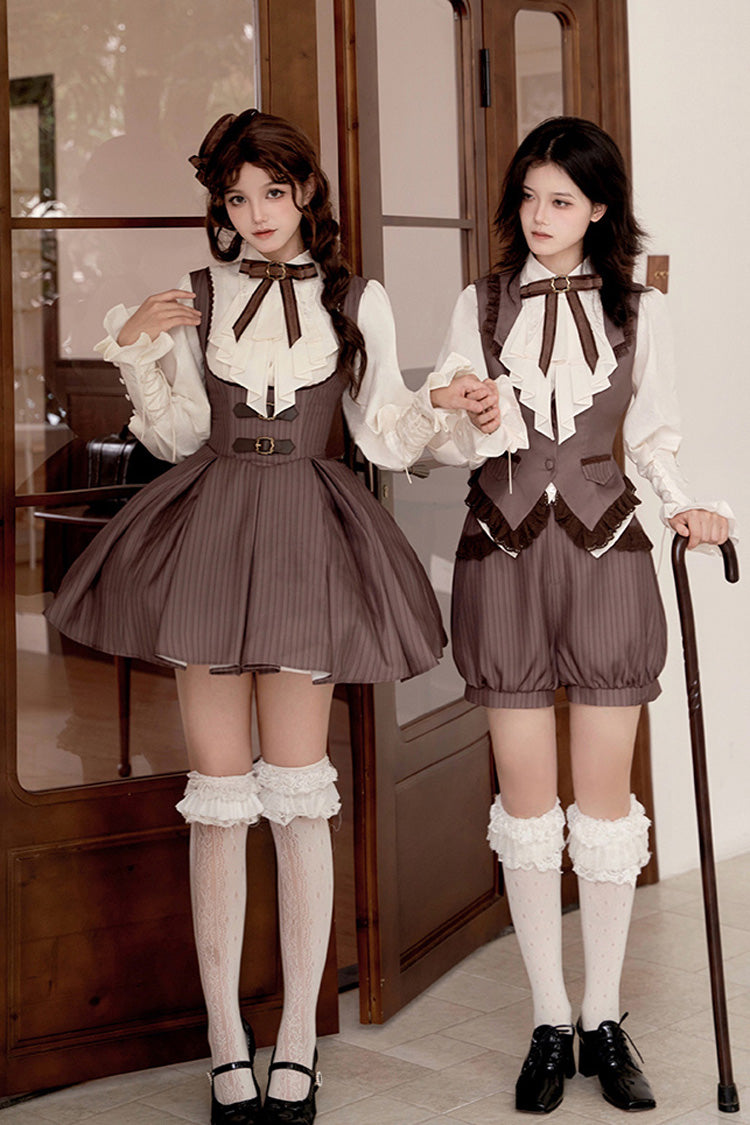 Lolita Dress - Manchester City's Past, Brown, Short Version, Striped, Short Length - additional product view 8