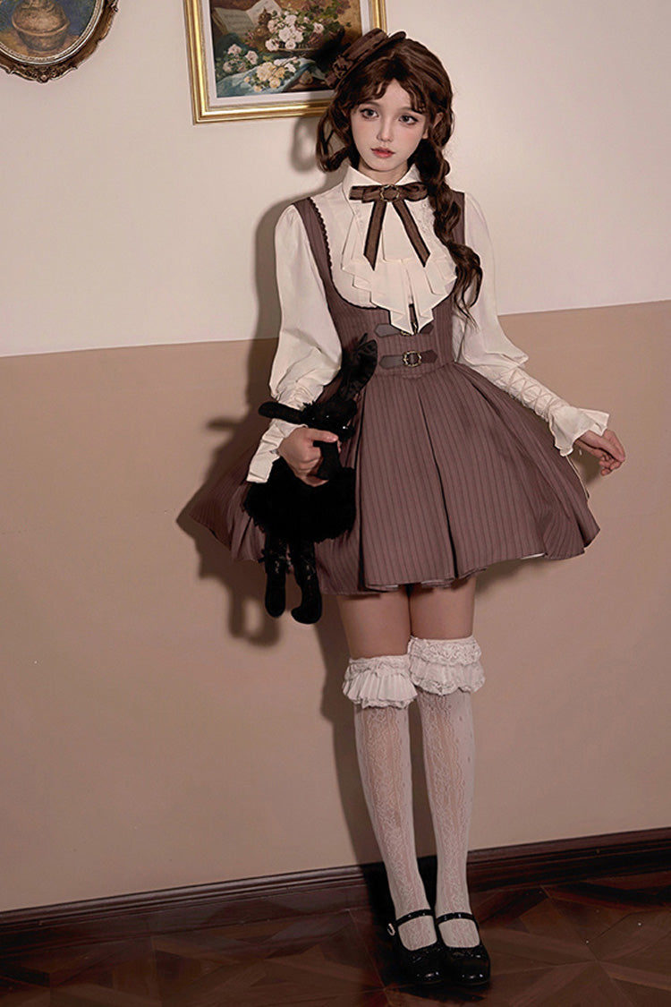 Lolita Dress - Manchester City's Past, Brown, Short Version, Striped, Short Length - additional product view 11