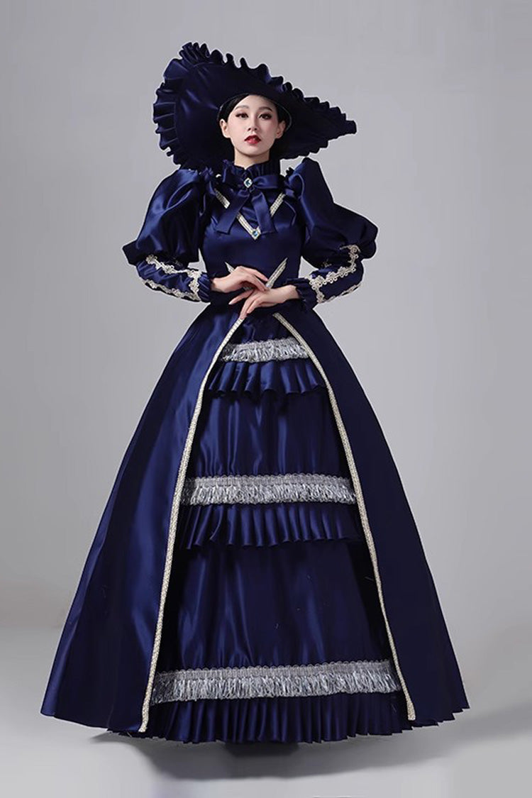 Lolita Dress - Medieval Court, 3 Colors, Classic Style, Victorian Style, Ruffled - S Dark Blue / M Dark Blue / L Dark Blue option