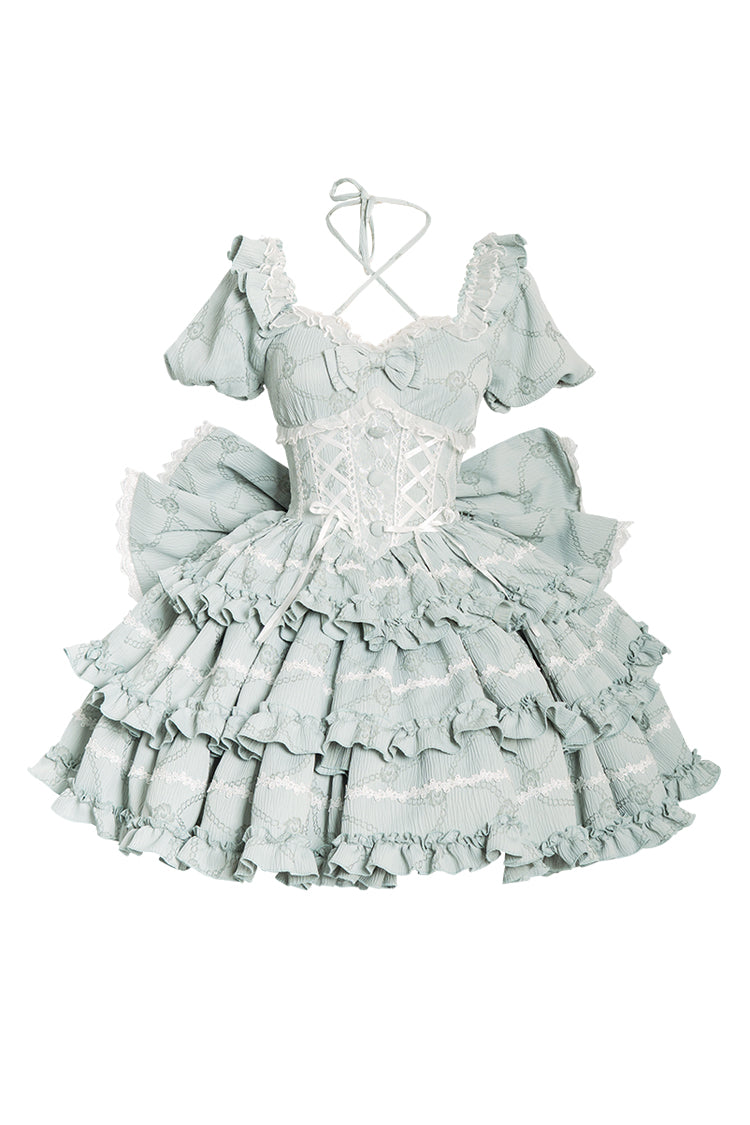 Lolita Dress - Mint Square Collar, Mint, Square Collar, Bow Detail, Ruffled - additional product view 3
