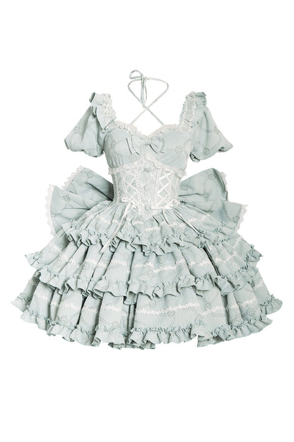 Lolita Dress - Mint Square Collar, Mint, Square Collar, Bow Detail, Ruffled - additional product view 3