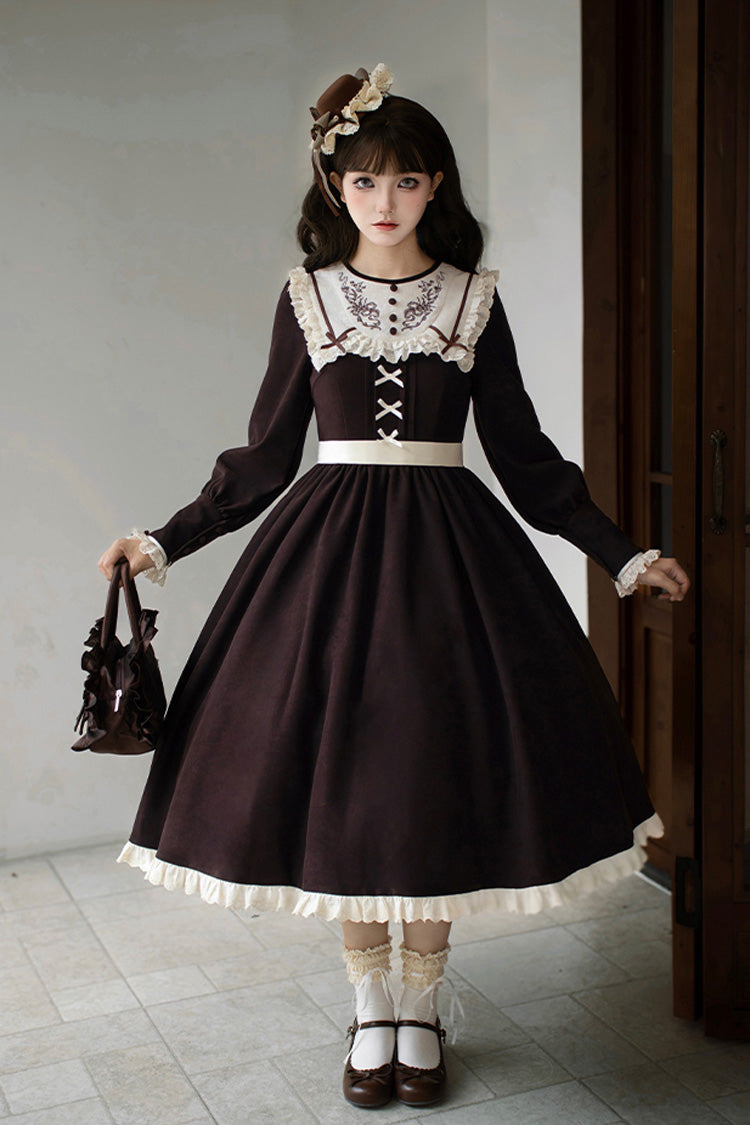 Lolita Dress - Miss Brown, Brown, Long Version, Long Length, Long Sleeves - additional product view 2