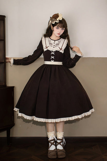 Lolita Dress - Miss Brown, Brown, Long Version, Long Length, Long Sleeves - additional product view 3
