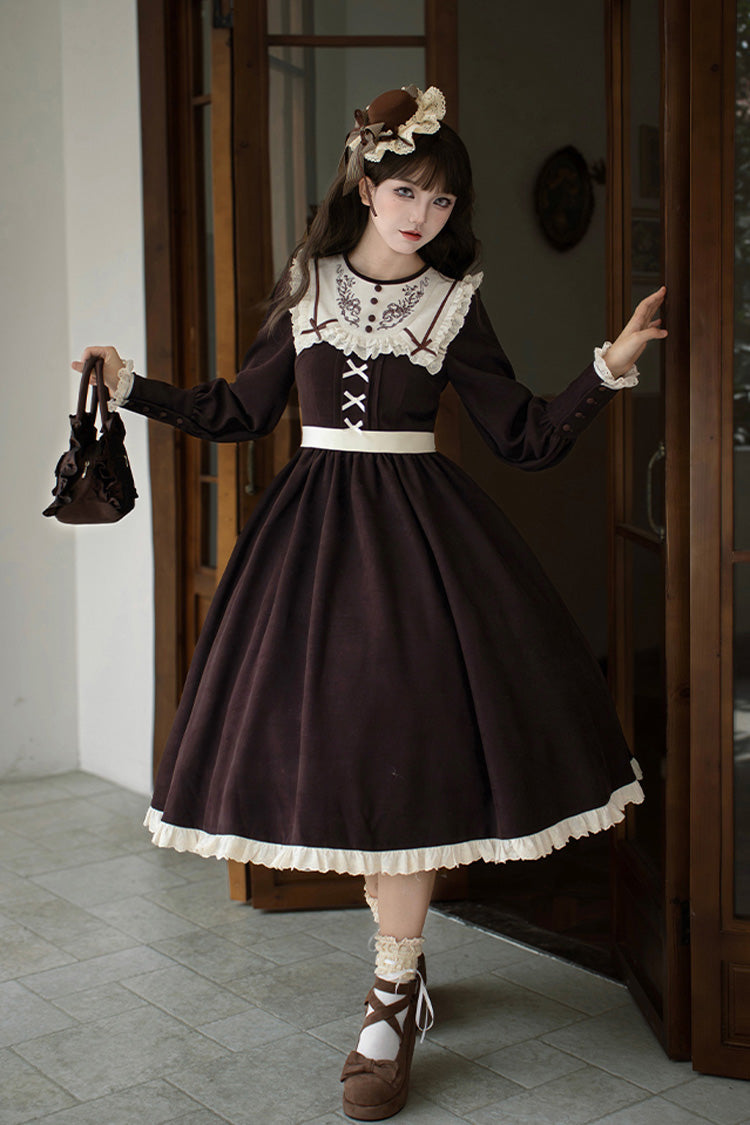 Lolita Dress - Miss Brown, Brown, Long Version, Long Length, Long Sleeves - additional product view 5