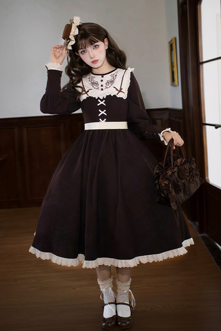 Lolita Dress - Miss Brown, Brown, Long Version, Long Length, Long Sleeves - additional product view 6