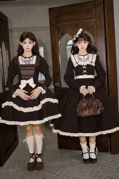 Lolita Dress - Miss Brown, Brown, Long Version, Long Length, Long Sleeves - additional product view 10