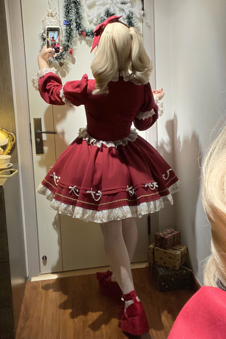 Lolita Dress - Miss Flando Of The New Year, Red, Ruffled, Long Sleeves, Sweet Style - additional product view 2