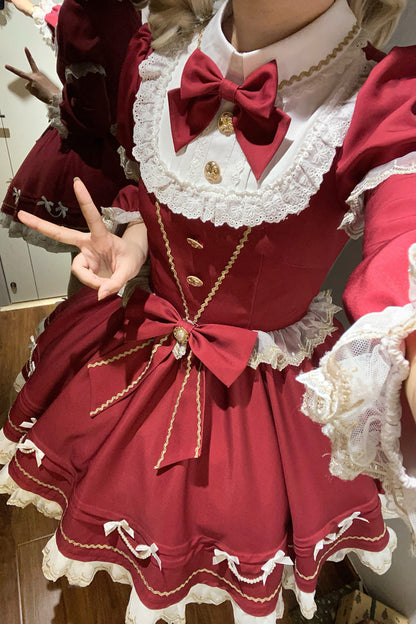 Lolita Dress - Miss Flando Of The New Year, Red, Ruffled, Long Sleeves, Sweet Style - additional product view 5