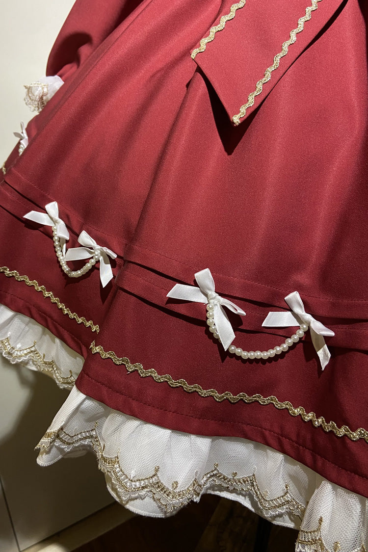 Lolita Dress - Miss Flando Of The New Year, Red, Ruffled, Long Sleeves, Sweet Style - additional product view 7