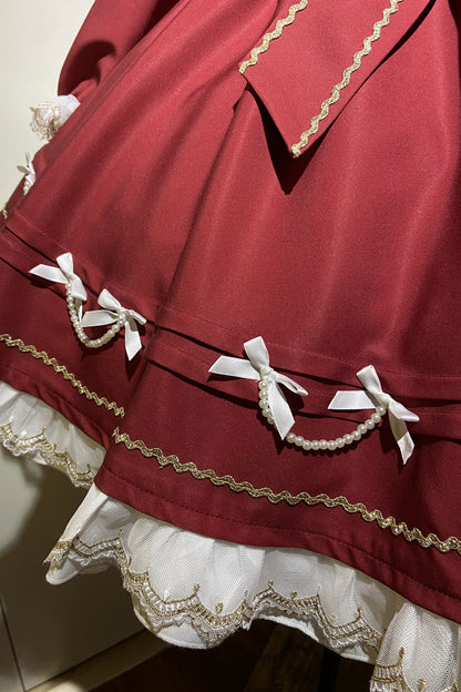 Lolita Dress - Miss Flando Of The New Year, Red, Ruffled, Long Sleeves, Sweet Style - additional product view 7