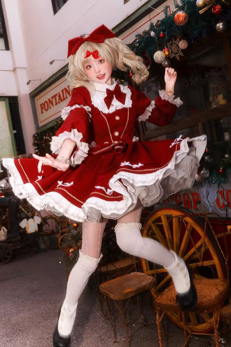 Lolita Dress - Miss Flando Of The New Year, Red, Ruffled, Long Sleeves, Sweet Style - additional product view 8