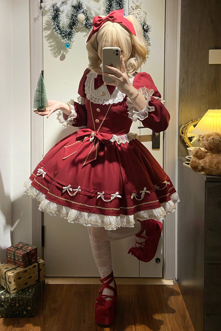 Lolita Dress - Miss Flando Of The New Year, Red, Ruffled, Long Sleeves, Sweet Style - additional product view 11