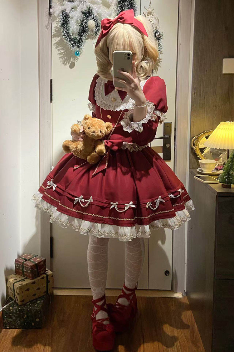 Lolita Dress - Miss Flando Of The New Year, Red, Ruffled, Long Sleeves, Sweet Style - additional product view 13