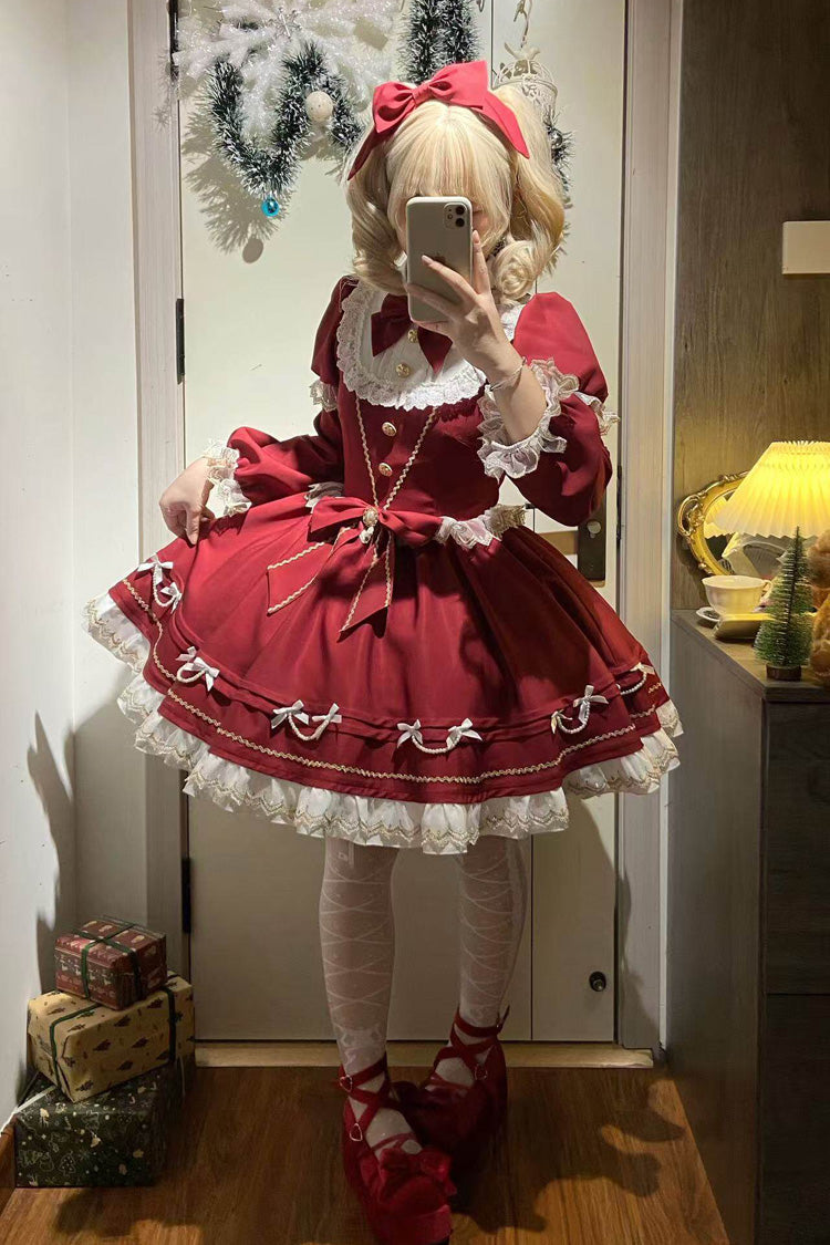 Lolita Dress - Miss Flando Of The New Year, Red, Ruffled, Long Sleeves, Sweet Style - additional product view 14