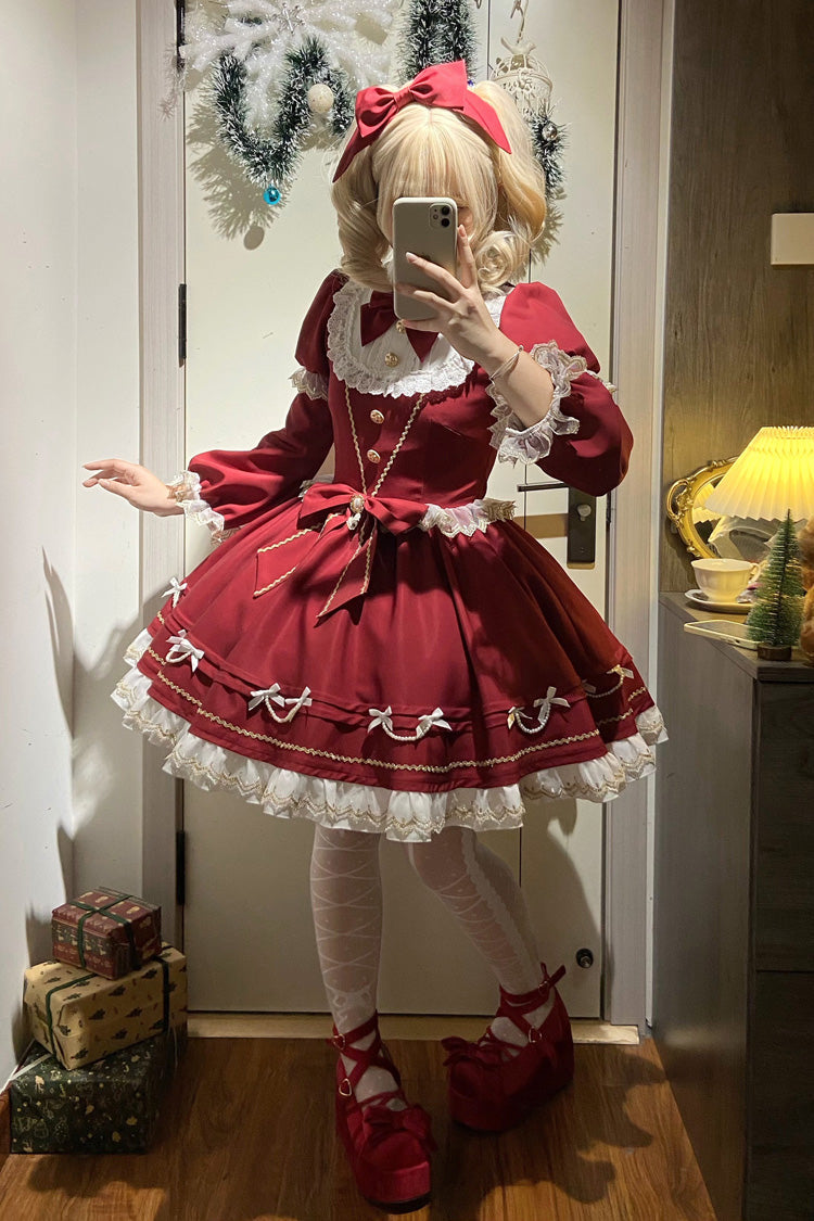 Lolita Dress - Miss Flando Of The New Year, Red, Ruffled, Long Sleeves, Sweet Style - additional product view 15