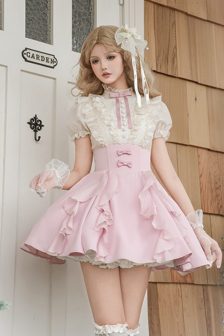 Lolita Dress - Miss Lola, 2 Colors, Stand Collar, Bow Detail, Ruffled - additional product view 3
