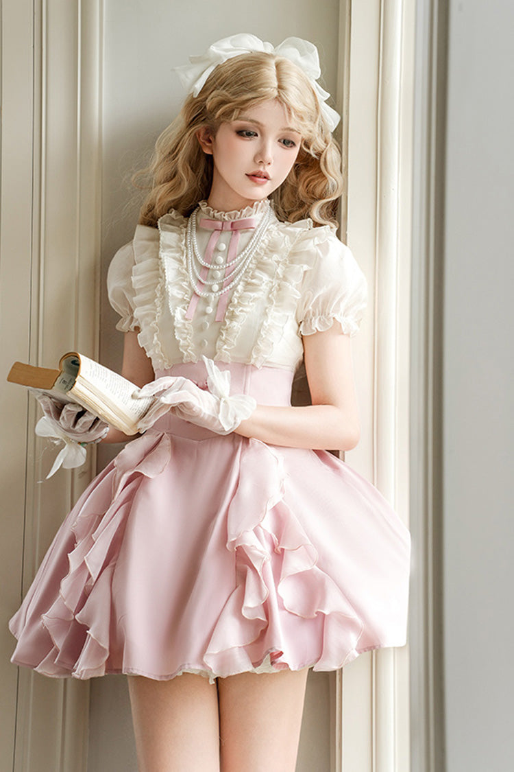 Lolita Dress - Miss Lola, 2 Colors, Stand Collar, Bow Detail, Ruffled - additional product view 4