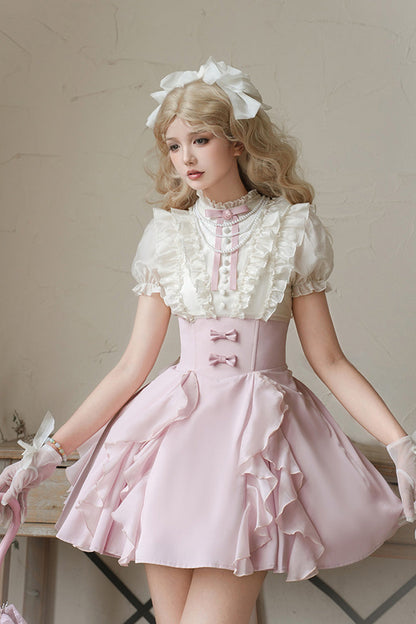 Lolita Dress - Miss Lola, 2 Colors, Stand Collar, Bow Detail, Ruffled - additional product view 6