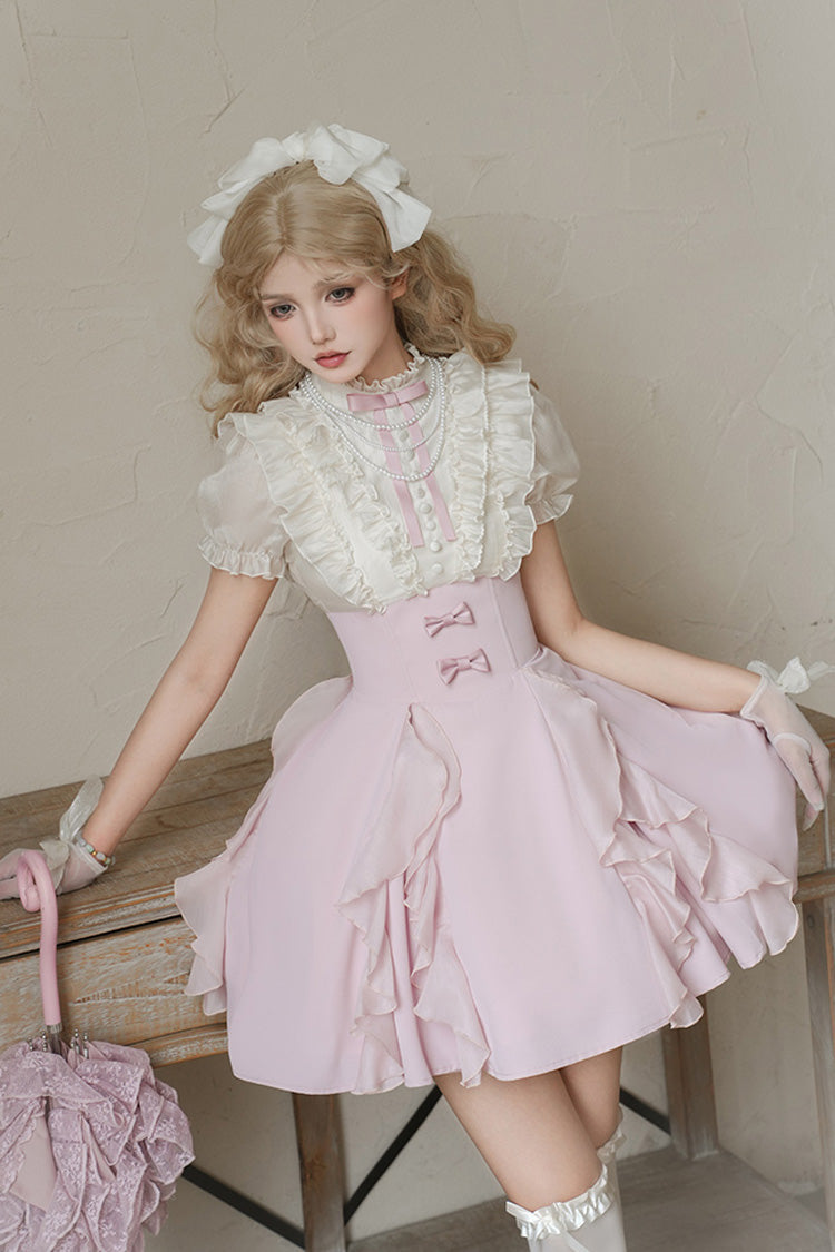 Lolita Dress - Miss Lola, 2 Colors, Stand Collar, Bow Detail, Ruffled - additional product view 7