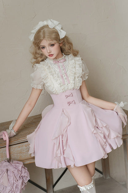 Lolita Dress - Miss Lola, 2 Colors, Stand Collar, Bow Detail, Ruffled - additional product view 7