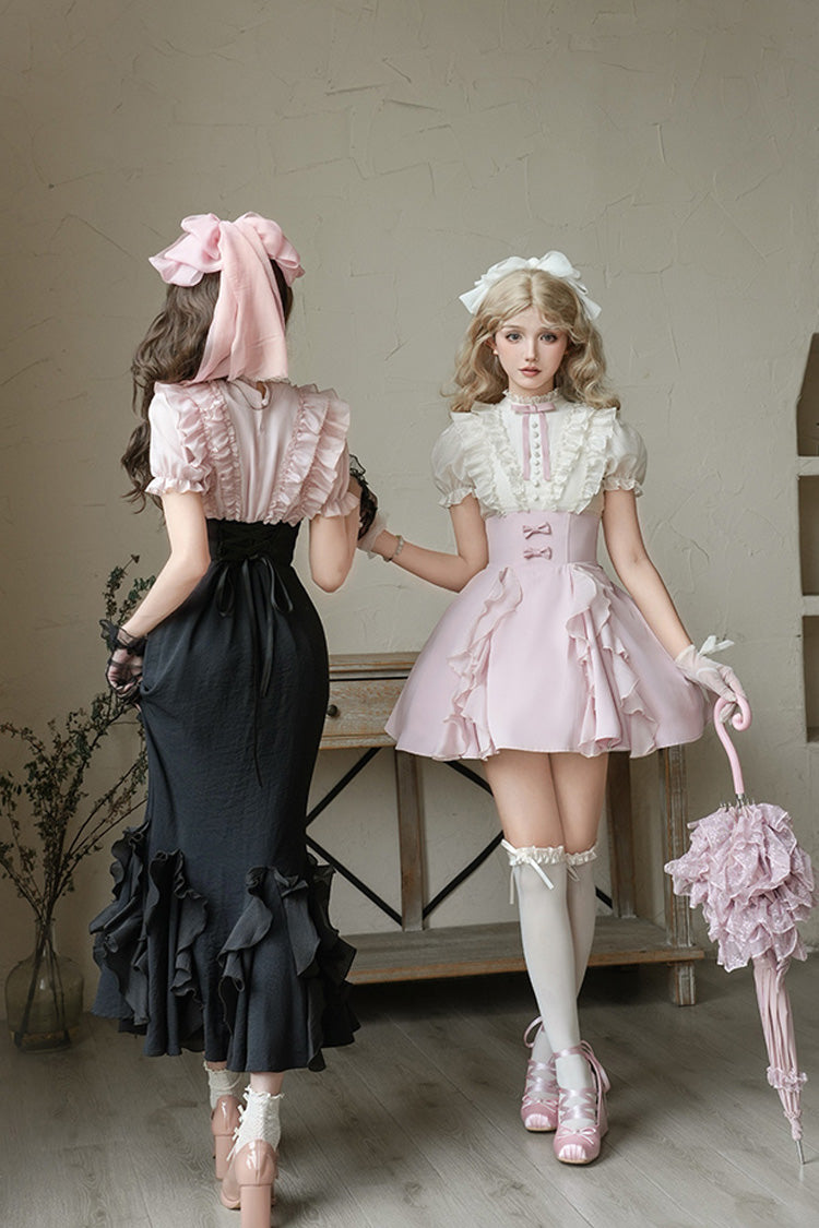 Lolita Dress - Miss Lola, 2 Colors, Stand Collar, Bow Detail, Ruffled - additional product view 9