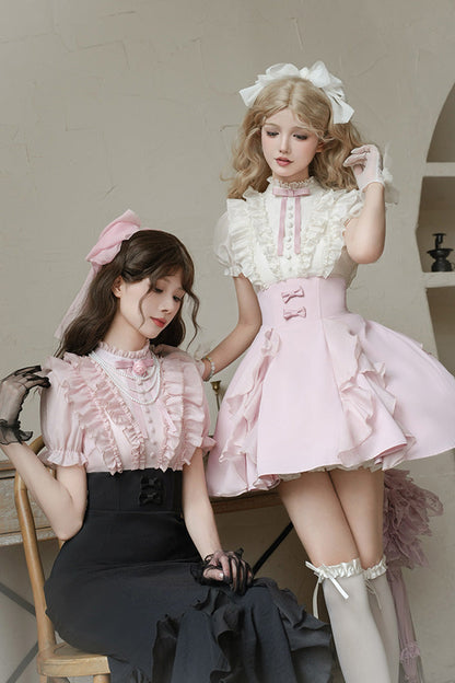 Lolita Dress - Miss Lola, 2 Colors, Stand Collar, Bow Detail, Ruffled - additional product view 12