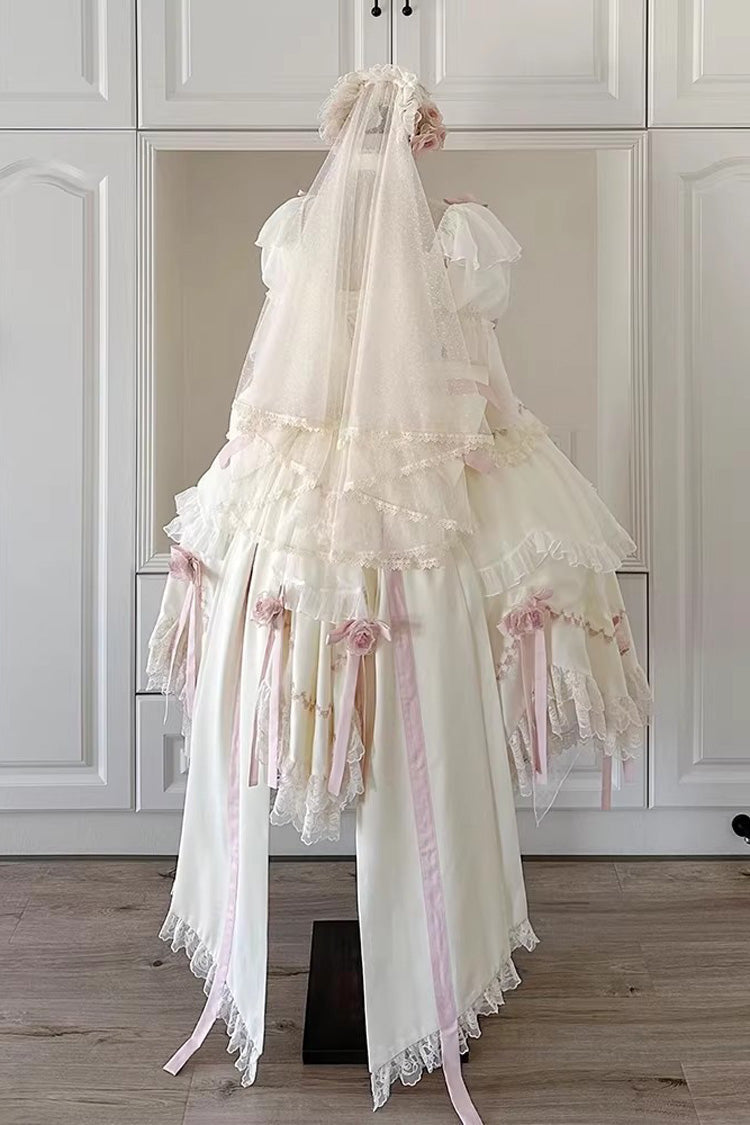 Lolita Dress - Mist And Tulle, White, Square Collar, Sweet Style, Bow Detail - additional product view 5