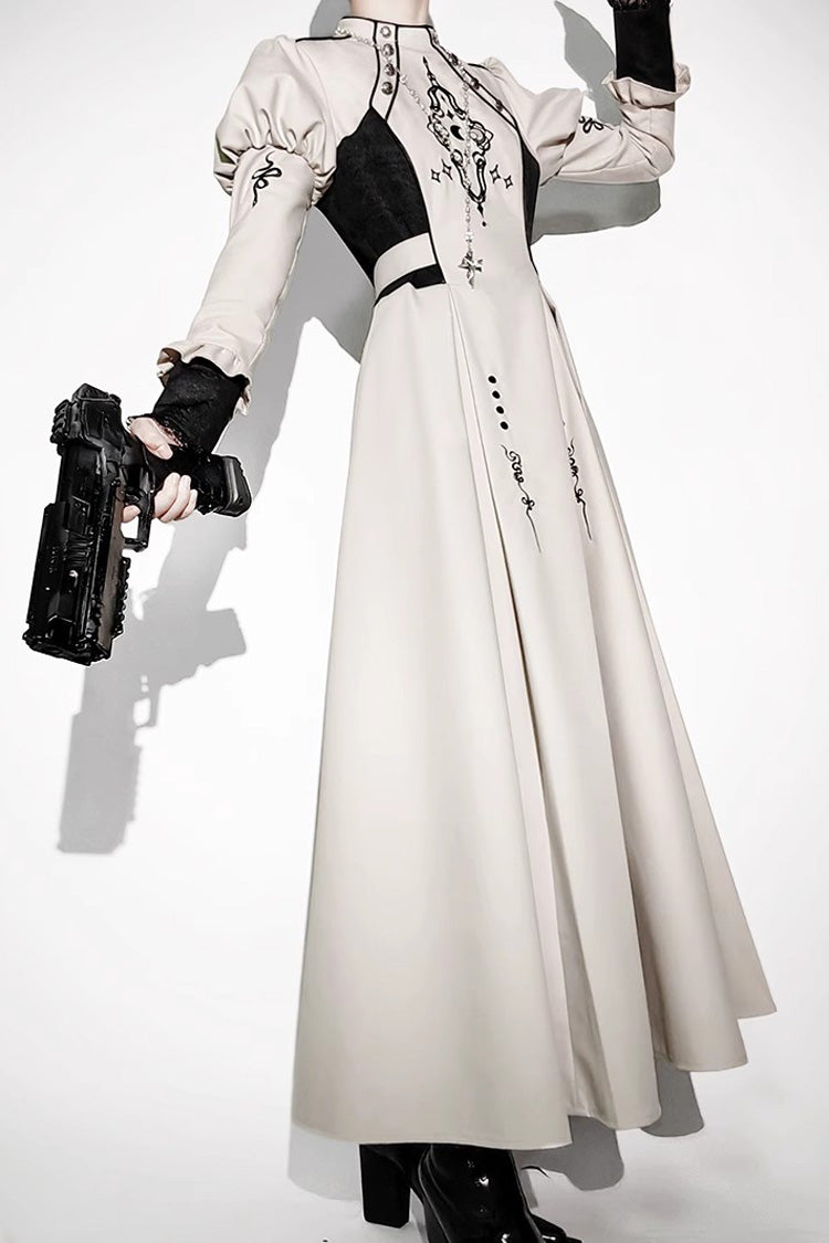 Lolita Dress - Moon Talisman Print, White, Long Length, Long Sleeves, Gothic Style - additional product view 6