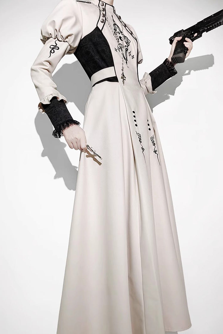 Lolita Dress - Moon Talisman Print, White, Long Length, Long Sleeves, Gothic Style - additional product view 7