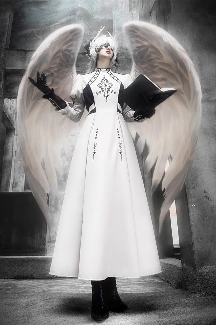 Lolita Dress - Moon Talisman Print, White, Long Length, Long Sleeves, Gothic Style - main product image