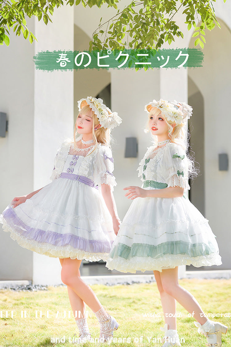 Lolita Dress - Moonlight Sonata, 4 Colors, Lace Trim, Ruffled, Sweet Style - XS Purple/White / S Purple/White / M Purple/White option