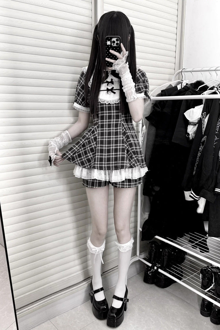 Lolita Dress - Moonlight Whispers, 2 Colors, Plaid, Striped, Bow Detail - additional product view 4