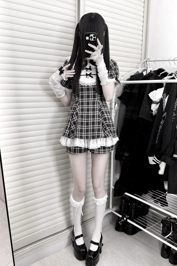 Lolita Dress - Moonlight Whispers, 2 Colors, Plaid, Striped, Bow Detail - additional product view 5
