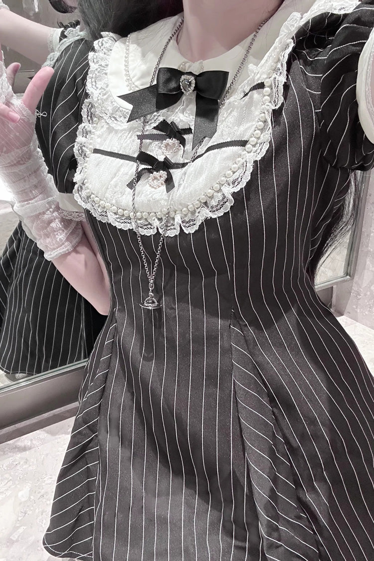 Lolita Dress - Moonlight Whispers, 2 Colors, Plaid, Striped, Bow Detail - additional product view 7
